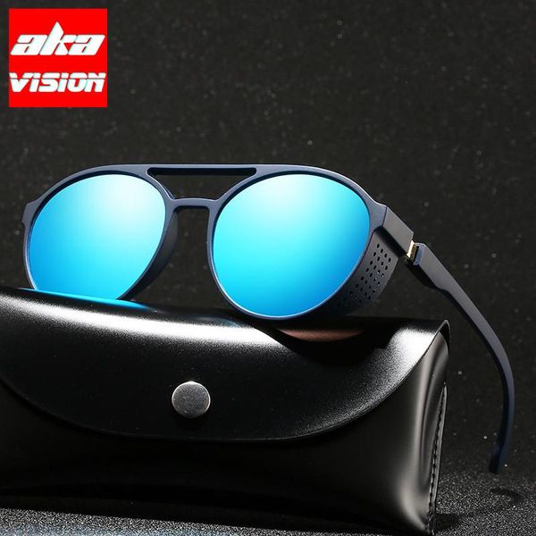 

sunglasses aka vision 2021 punk men round retro vintage sun glasses for mirror steampunk gafas de sol hombre, White;black