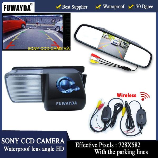 

car rear view cameras& parking sensors fuwayda 4.3"tft lcd mirror monitor + ccd camera for livina cube gt-r pulsar versa fairlady 350