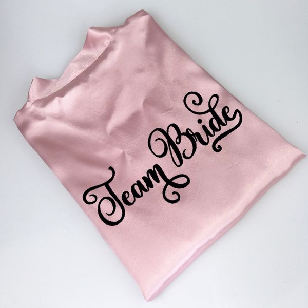 

women's sleepwear c&fung design bride to be team robe satin kimono peignoir bridal shower wedding gift bridesmaid women short robes ks8, Black;red