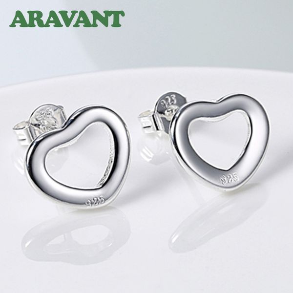 

new silver hollow heart stud earrings women wedding jewelry, Golden;silver