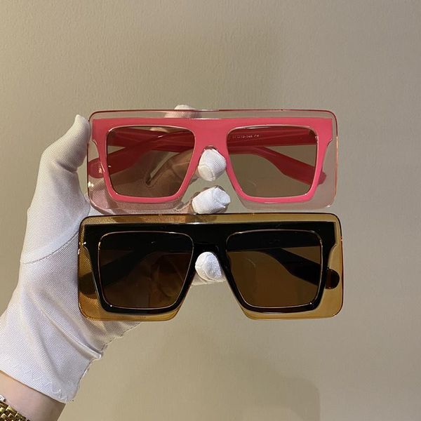 

sunglasses european and american two-color big square men women uv protection street pography travel beach, White;black