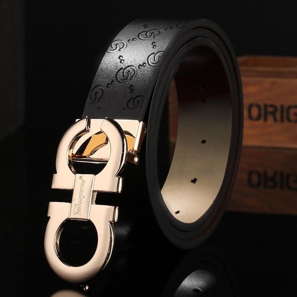 

belts designer belt printed genuine leather with alloy buckle head business fashion, Black;brown