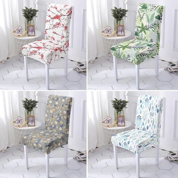 

chair covers floral printing stretch elastic dining cover modern leaves slipcover removable anti-dirty kitchen office seat case