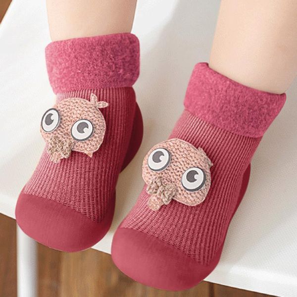 

first walkers baby girls boys sock shoes toddler solid warm knit soft sole rubber socks slipper booties 0-3 years