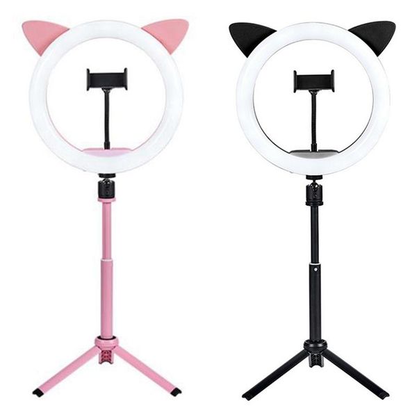 

flash heads lovely ear ledfill light 26cm live broadcast class selfie fill tripods video anti-shake stable holders