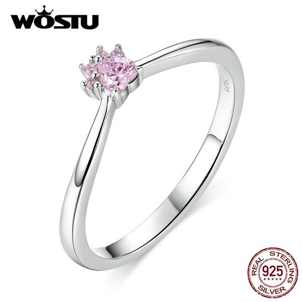 

cluster rings wostu 100% real 925 sterling silver pink pet claw for women making fashion jewelry wedding party gift cqr628, Golden;silver