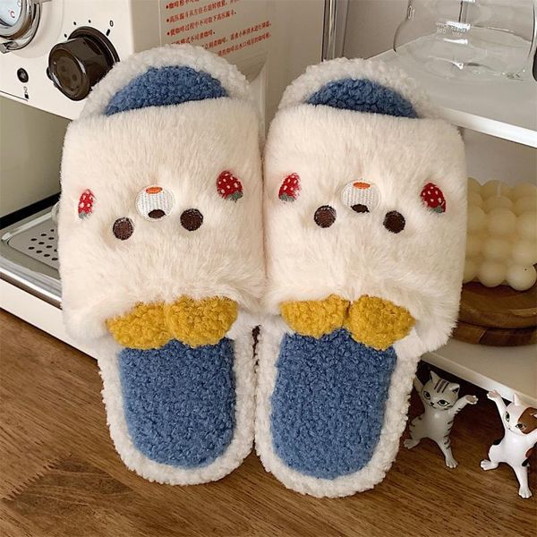 

slippers cartoon cute korean fashion girl heart cotton warm household female winter shoes women, Black