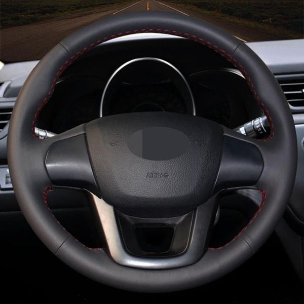 

steering wheel covers car products diy black genuine leatherÂ car accessories cover for kia k2 rio 2011 2012 2013 2014 2021