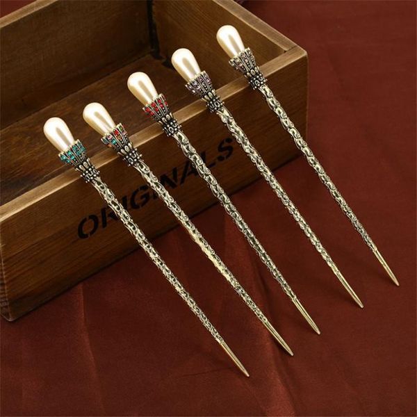

hair clips & barrettes vintage forks simulated pearl sticks for bride women crystal rhinestone gold color hairpin jewelry accessories, Golden;silver
