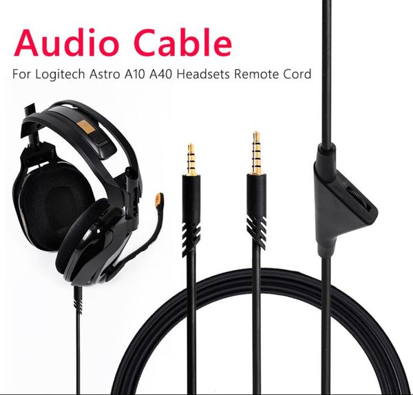 2 m Audio-Aux-Kabel, Ersatz-Game-Headsets, Ersatzteile, Zubehör für Astro A10, A40, A30, Kopfhörer-Fernbedienungskabel, Inline-Stummschaltung/Sprachsteuerung