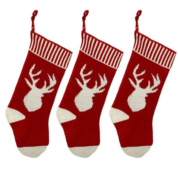 

christmas decorations 3 pcs stocking, xmas fireplace socks candy gift bag tree hanging ornaments decoration