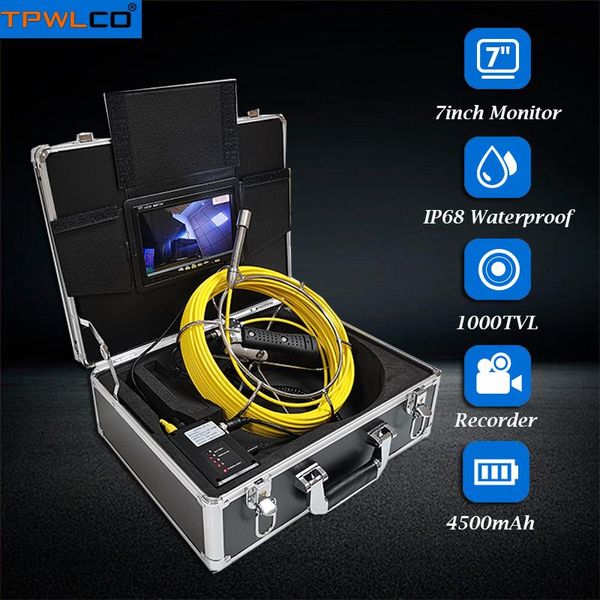 

waterproof est pipe sewer camera 17mm 7inch lcd with 6pcs leds pipeline inspection video system 20m dvr ip cameras