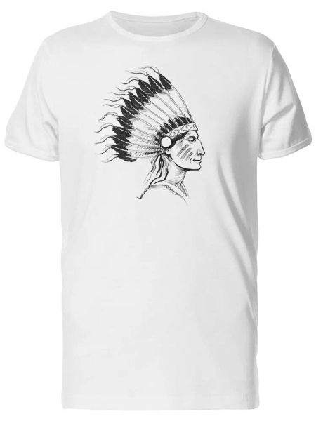 

indian warrior vintage sketch men's tee -image by shutterstock, White;black