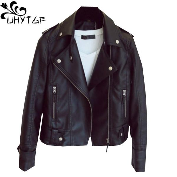

women's leather & faux uhytgf women jacket spring autumn short coat black high imitation sheepskin slim outerwear 3xl plus size772