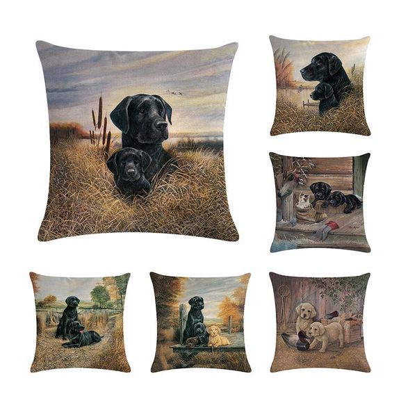 

cushion/decorative pillow 45cm*45cm cushion cover black labrador design linen/cotton case sofa and home decorative