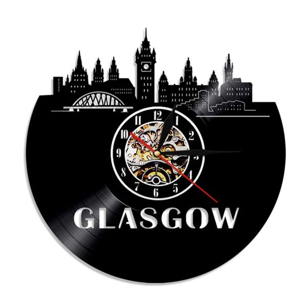 

wall clocks glasgow skyline clock scotland cityscape tourist record watch living room decor scottish traveler gift