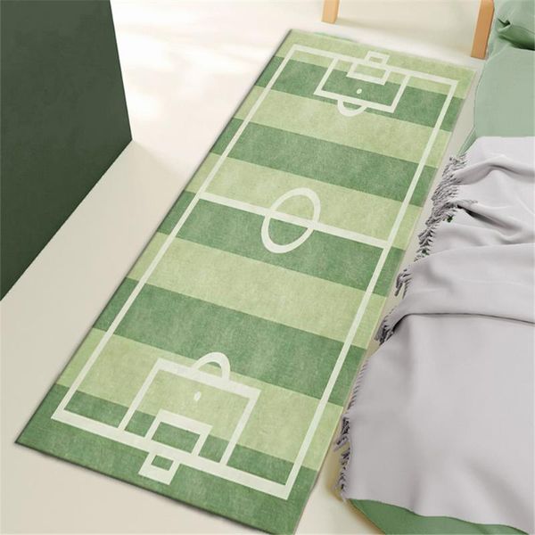 

carpets light green football field bedside mat boys room child decoration long bedroom floor anti-slip washable bathmat doormat