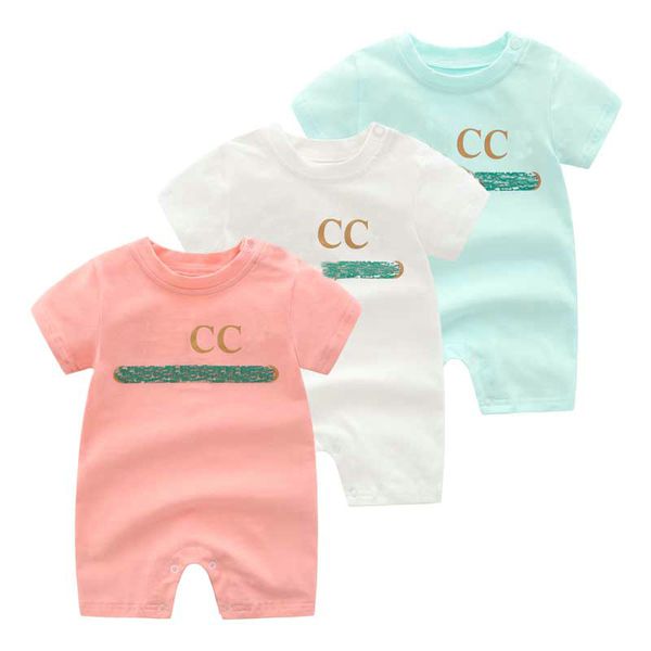

baby rompers boy girl kids summer short-sleeved cotton clothes 1-2 years old newborn designer jumpsuits, Blue