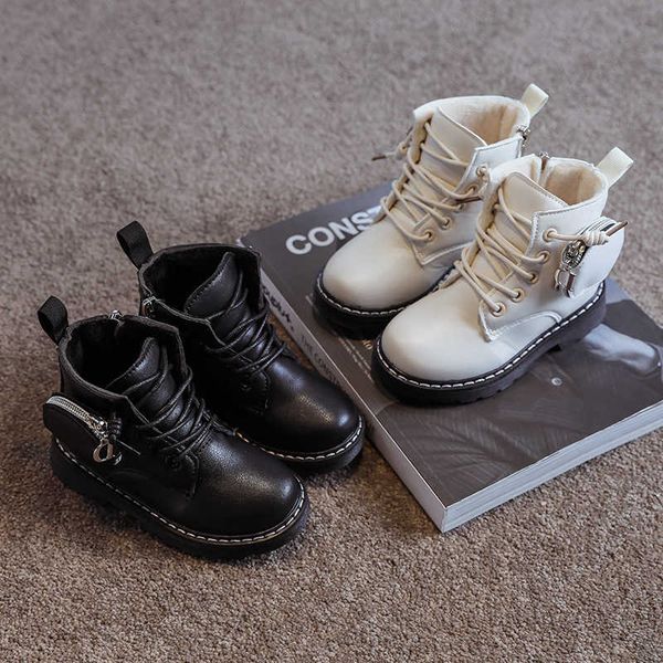 

spring fashion children martin boots comfortable children shoes with bags decoration soft bottom non-slip children boots 210713, Black;grey