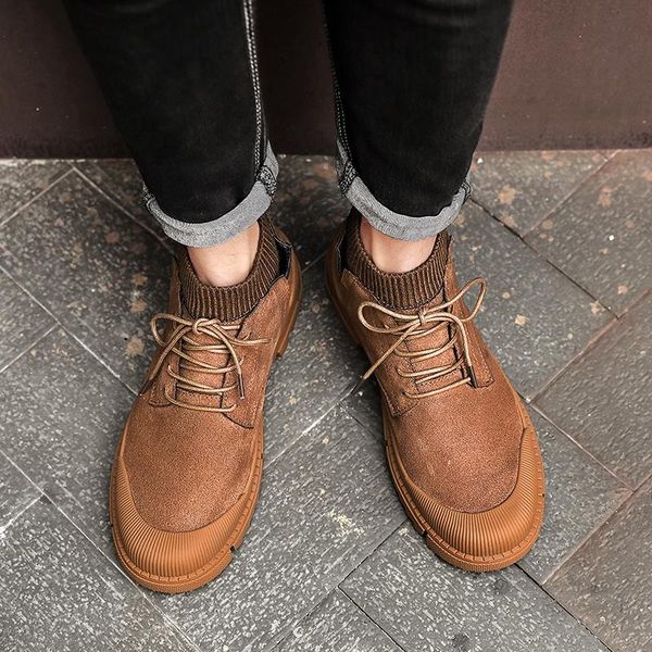 

boots ankle men boot comfortable casual shoes flock sneakers masculino zapatillas hombre footwear outdoor male, Black