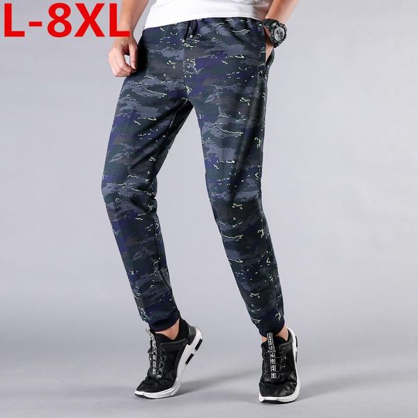 

plus size 8xl 7xl 6xlfashionable men casual long pants comfortable solid color daily wearing elastic waist camouflage men's, Black