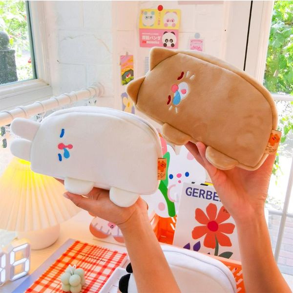 

pencil cases kawaii cat case school pencilcase for girls boys stationery pen box cute bear penal large plush cartridge pouch supplies