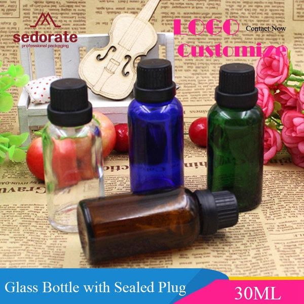 

storage bottles & jars sedorate 20 pcs/lot 30ml amber glass bottle essential oil blue perfume refillable with sealed inner plug ym025