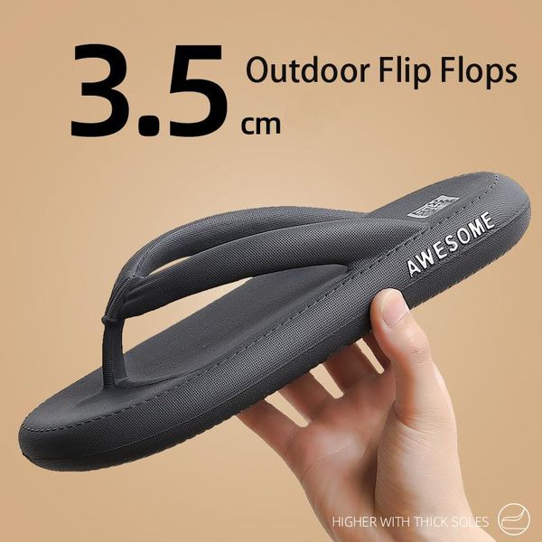 

slippers 2021 trend men's flip flops beach thick sole summer outdoor slides thong women sandals soft shoes, Black
