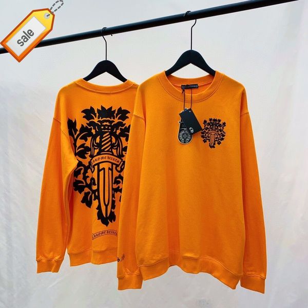 

new autumn 2022 ch early croix lovers orange sword totem round neck loose sweater for men and women, Black