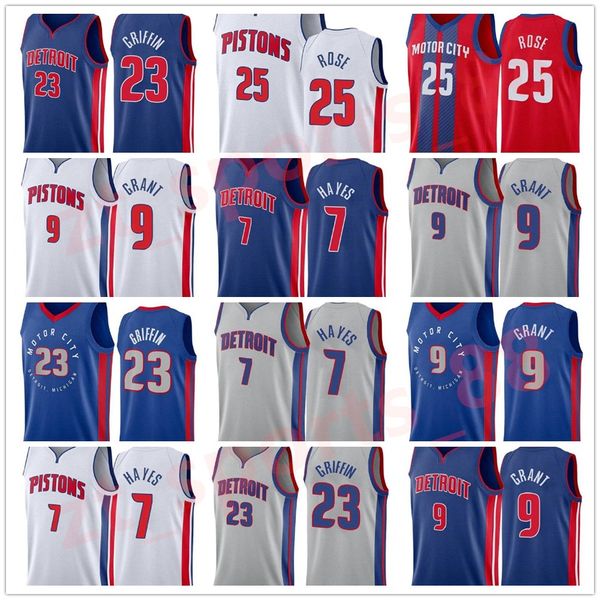 

basketball jerseys2020-21 city blue blake 23 griffin killian 7 hayes derrick 25 rose jerami 9 grant jerseys edition white grey red jersey, Black;red