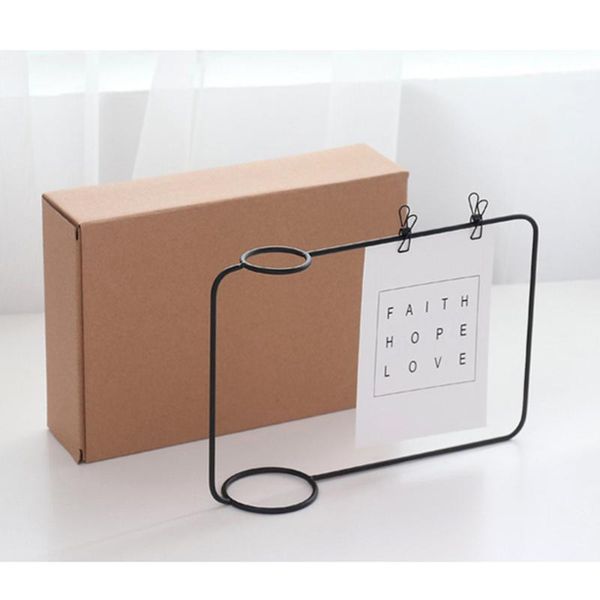 

frames 1pc iron art po frame creative picture deskornaments with empty flower vase for home office black