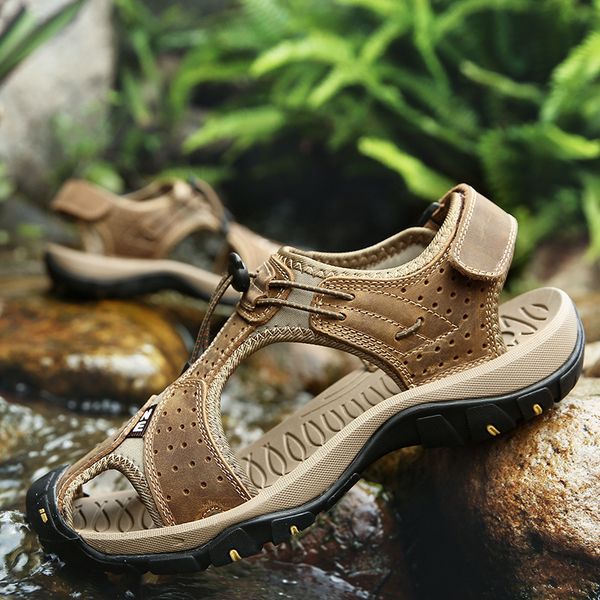 

slippers sandals men's fashion outdoor sports summer baotou breathable beach shoes 833p, Black