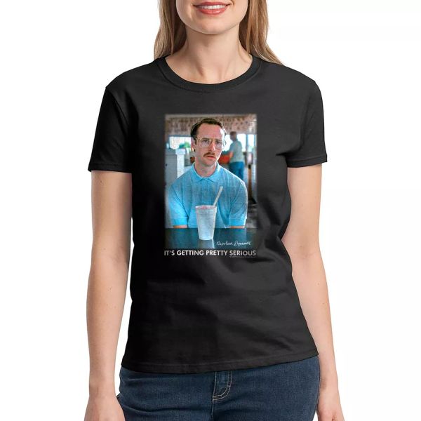 

napoleon dynamite getting serious faded women's black funny t-shirt sizes s-2xl, White;black