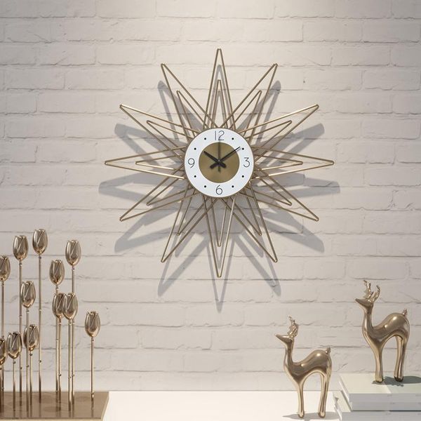 

wall clocks large metal clock modern design for living room nordic luxury hanging watch iron art home decor silent 62 cm