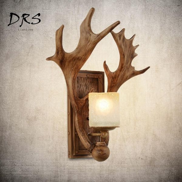 

wall lamp modern retro loft american country deer antler living room aisle bedroom bedside resin lights