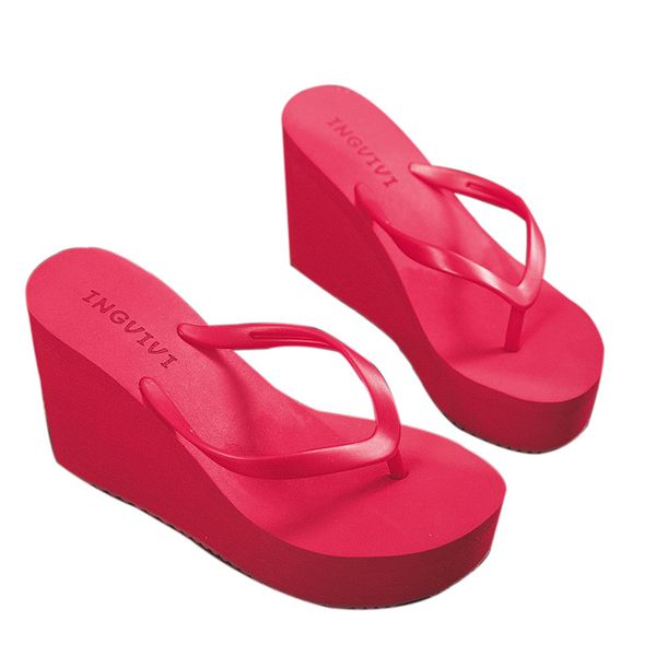 Sapatos de salto alto senhora casa chinelos plataforma desliza baixo em cunha de borracha flip flops verão tamancos mulher doces cores saltos