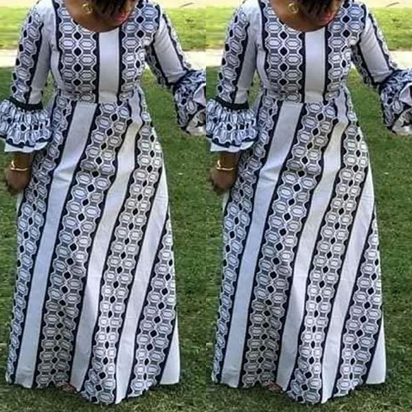 

ethnic clothing african long dresses for women africa design bazin flare sleeve pleated dashiki maxi dress, Red