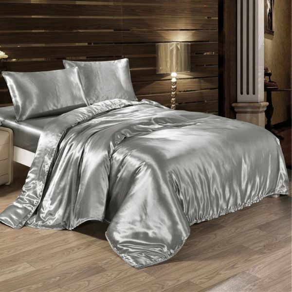 

bedding sets 2021 satin silk solid color home textile bed double  king clothes duvet cover pillowcases