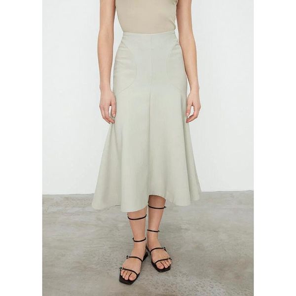 

skirts women trumpet midi skirt lady high waist slim ruffles long clothes 2021 early spring, Black