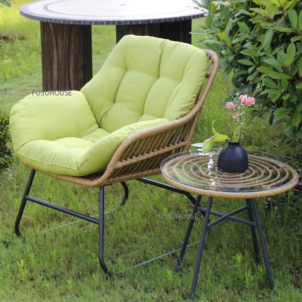 Mobilier de camping, chaise en rotin pour balcon, ensemble de trois pièces, petite Table, combinaison de loisirs en plein air, chaises tissées modernes et simples