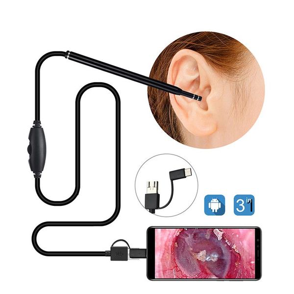

cameras 5.5mm 3 in 1 ear cleaner camera android endoscopy usb otoscope borescope type-c picker gift box