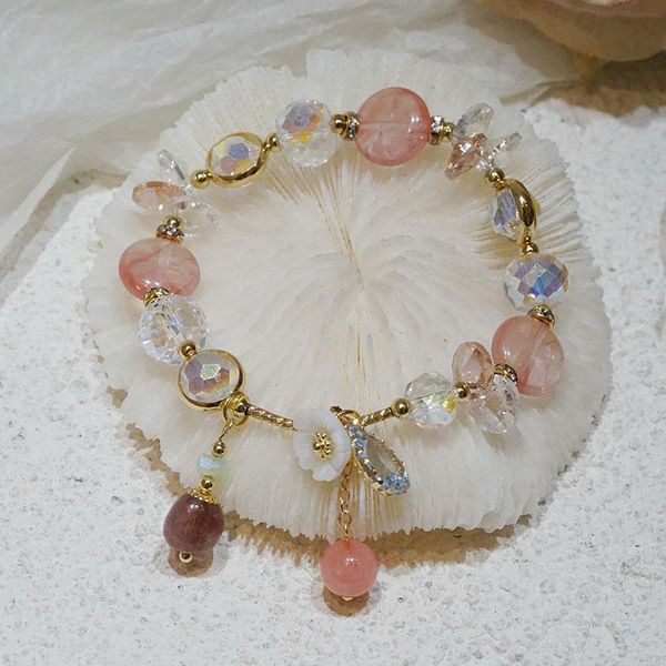 

bangle shell petals natural stone crystal bracelets women jewelry, Black