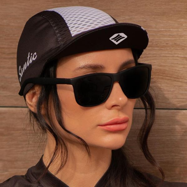 

santic cycling cap outdoor riding sunscreen sports spring summer quick perspiration breathable size w0p059 caps & masks, Black