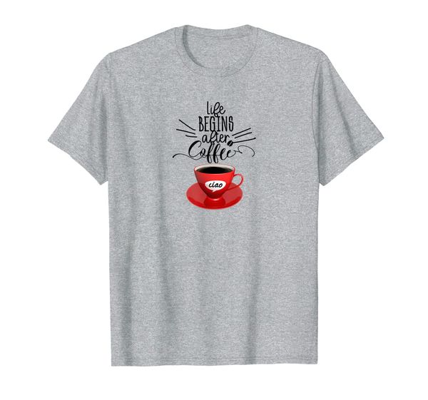 

coffee lover with red espresso cup - ciao t-shirt, White;black