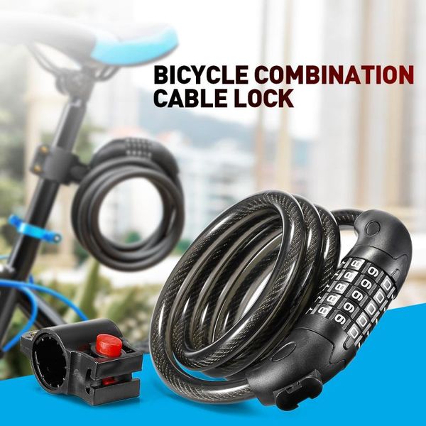 

bike locks 1.2m bicycle lock 5 digital code combination security seatpost mounting steel cycling sturdy