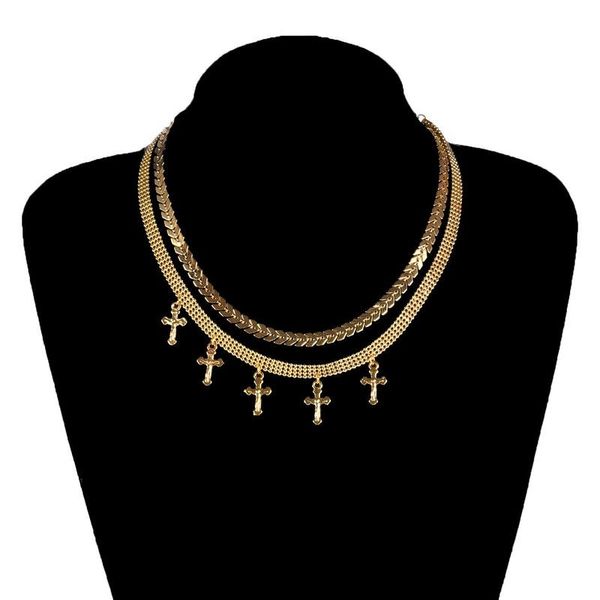 

chains necklace woman aircraft chain man cross jewellery ladies geometric lovers gold color trendy alloy fashion halskette, Silver
