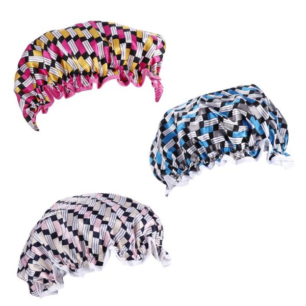 

shower caps 3pcs satin bath thicken bathing double layer hats