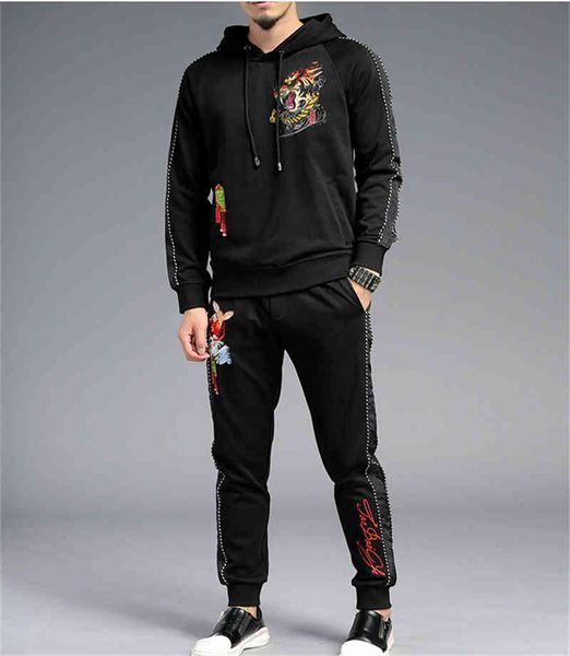 

men's tracksuits winter design embroidery track suits tracksuit men clothing pure cotton 6kk9, Gray