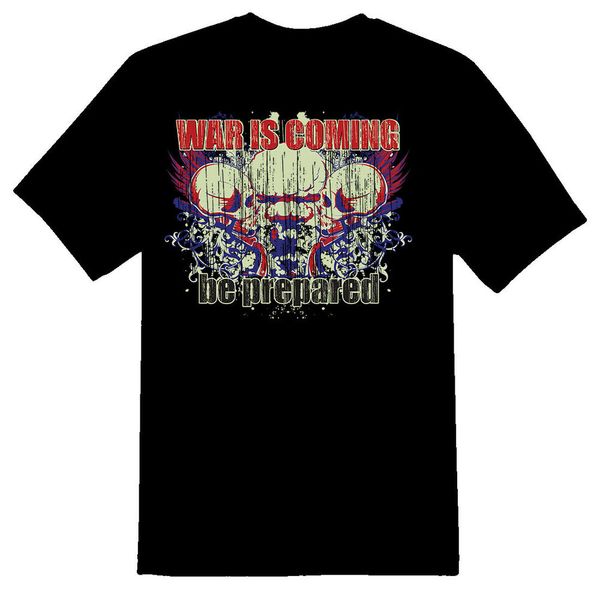 

war is coming guns skulls black or white tee shirt, White;black