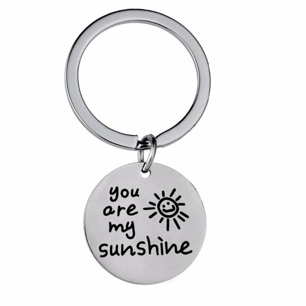 

keychains 12pc/lot you are my sunshine stainless steel keychain lovers couples jewelry husband wife key chain wedding party keyring gifts, Silver